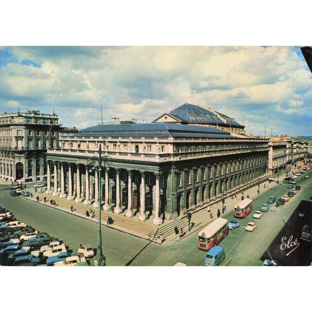 Vintage 1965 Bordeaux France Le Grand-Theatre Postcard Elce Street View N 3419 - Picture 1 of 2